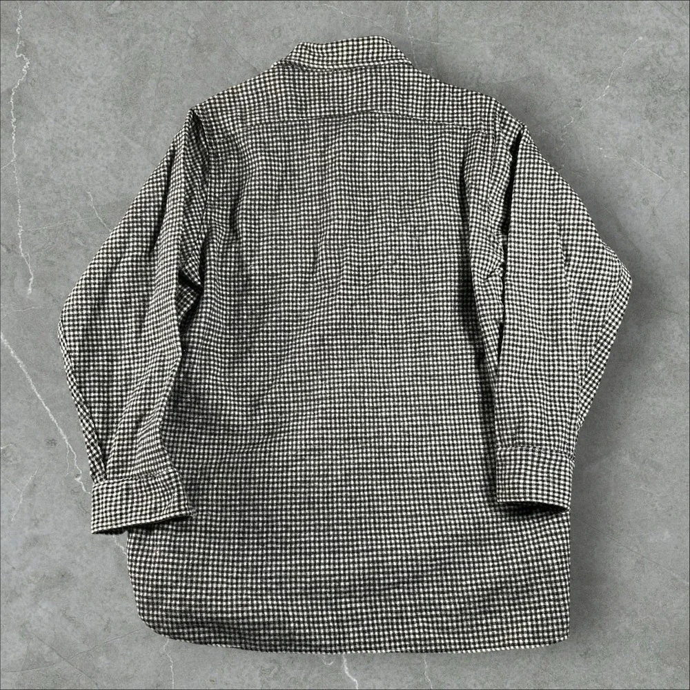 Vintage Woolrich Shirt Mens 16 Black White 1950s Checkered Long Sleeve Flannel